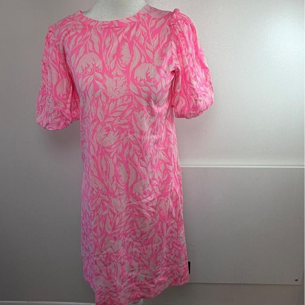 Lilly Pulitzer Mercer Dress XS Pink Tulip to Tango Floral Puff Sleeve preppy - Picture 4 of 9